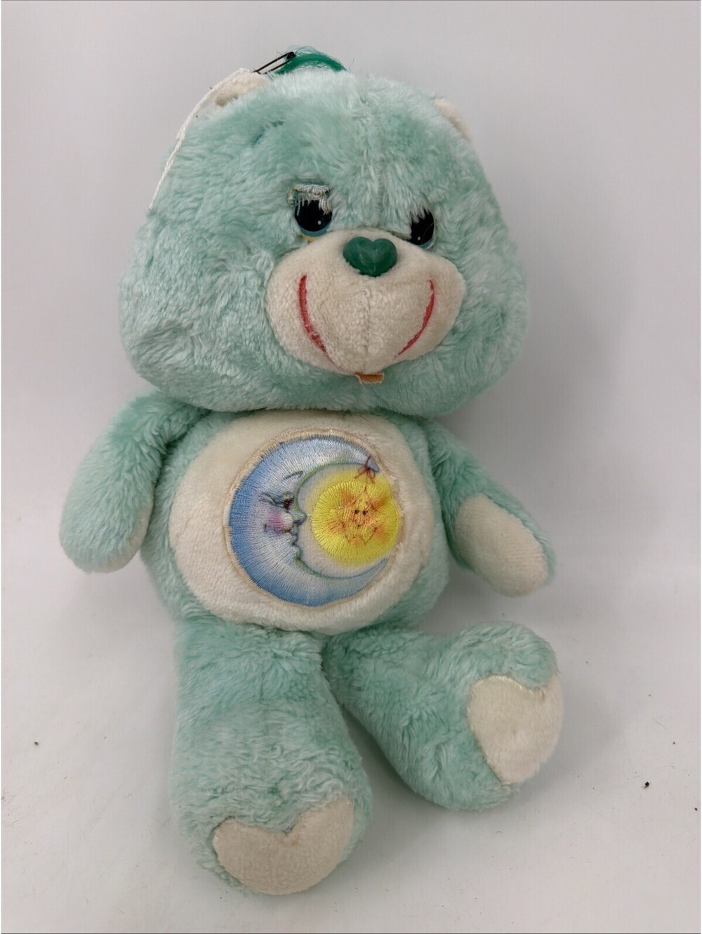 Vtg Care Bears Bedtime Bear Light Green/Blue 13” Plush Moon Star Kenner 1983